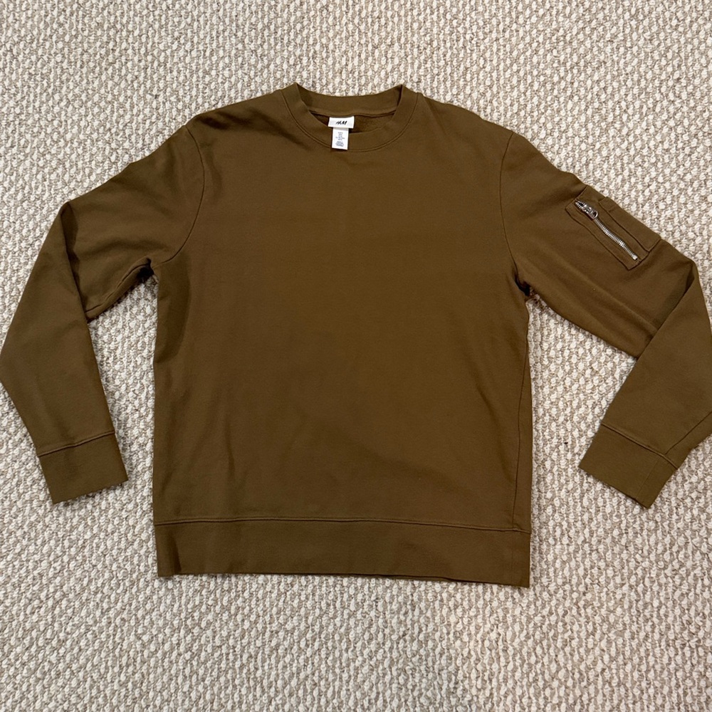 H&M Men's Long Sleeve Camel Crewneck Sweatshirt | Size M | Casual | Streetwear